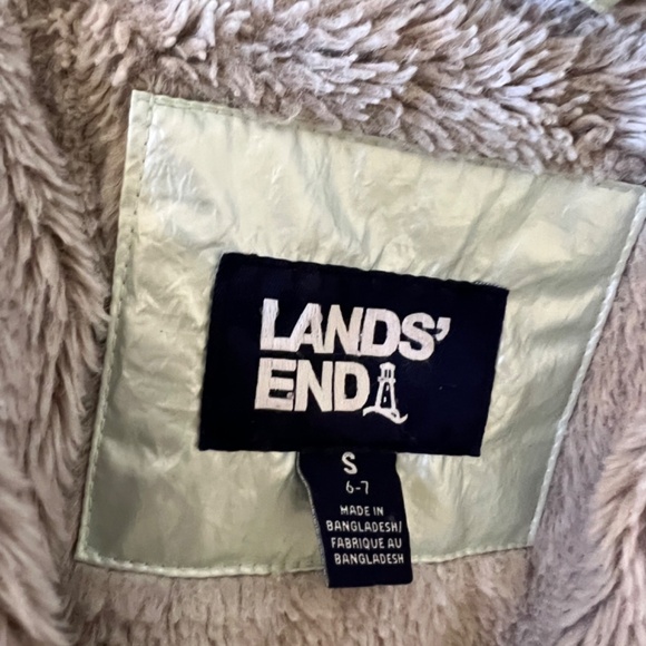 Land's End Girls Winter Fleece Lined Down Alternative ThermoPlume Coat, Mint - Picture 6 of 7
